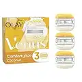 Gillette Venus ComfortGlide Coconut with Olay Razor Blades Women, Pack of 3, 2-In-1 Razor Blade Refills with Moisture Bars