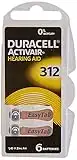 60 x Size 312 / BROWN - DURACELL EasyTab Hearing Aid Batteries (10 packs of six cells)