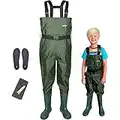 Breathable Kids Chest Waders, Goture Waterproof Chest Wader for Toddler & Children, Lightweight Hunting Wader for Boy and Girl Bootfoot Wader, Hunting & Fishing Wader 10/11 Big Kid