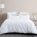 RUIKASI Double Duvet Cover Set - Microfiber Duvet Cover Double Bed with 2 Pillowcases, Ultra Soft Bedding Quilt Cover with Zipper Closure, White