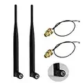 2 x 2.4GHz 6dBi Indoor Omni-directional Antenna 802.11n/b/g RP-SMA Female Connector + 2 x 12cm U.FL Mini PCI to RP-SMA Pigtail Antenna WiFi Cable