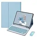 SsHhUu Etui Clavier AZERTY pour iPad Mini 5/ Mini 4, Amovible Clavier Bluetooth Rétro-éclairé, Amovible, Housse Coque avec Fente pour Stylo, Bleu