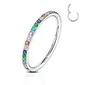 CM Crareesi Mania Helix Setto Orecchini Arcobaleno 16G/18G/20G Cartilagine Conch Piercing Gioielli Acciaio Inossidabile 316L Cubic Zirconia Anelli Incernierato Orecchini Cerchio Clicker Anelli Donna