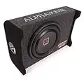 Alphasonik AS10DF 10" 1200 Watts 4-Ohm Down Fire Shallow Mount Flat Enclosed Sub woofer for Tight Spaces in Cars and Trucks, Slim Thin Loaded Subwoofer Air Tight Sealed Bass Enclosure