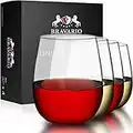 Bravario Unbreakable Stemless Plastic Wine Glasses | Reusable | Shatterproof 100% Tritan Plastic | Dishwasher-Safe | BPA-Free | Awesome for Indoor & Outdoor | 16 oz, Set of 4