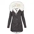 Veste Chaude d'hiver pour Femmes Manteau Femme Hiver éPaissir Veste Parka Militaire Polaire Chaude en Peluche Blousons en Coton à Capuche avec Fermeture à Glissière et Bouton Doudoune, Gris, XXL