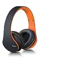 Rydohi Casque Bluetooth sans Fil, 4 en 1 Casque Wireless Stéréo on Ear Pliable avec Microphone, Support Micro SD FM Radio pour iPhone Android TV PC (Orange)