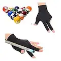 AYNEFY Snooker Glove Left Hand 3 Fingers Snooker Billiard Gloves Elastic Sweat Proof Shooter Cue Pool Gloves for Man Woman, Black, One Size