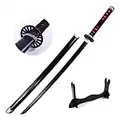 LIUD Tanjiro Samurai Sword Set Katana Sword Wood Demon Slayer Cosplay Tanjiro Halloween Prop Demon Slayer Sword Anime Fans Xmas Birthdays Gifts Wooden Sword Collectibles/ 41 Inch