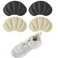 2 Paires Coussinets de Talon Éponge, Sport Antidérapant Baskets Autocollant Inserts de Talons pour Empêche Frottements Ampoules Chaussures Grandes (Beige, Noir)