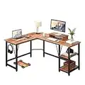 TREETALK Computer desk, L-shaped Corner Desk with 2-Layer Storage,Large PC Laptop Table with Monitor Stand and CPU Stand,Gaming Desk Writing Table for Office Home (Walnut)