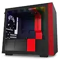 NZXT H210i - CA-H210i-BR - Mini-ITX PC Gaming Case - Front I/O USB Type-C Port - Tempered Glass Side Panel Cable Management - Water-Cooling Ready - Integrated RGB Lighting - Black/Red