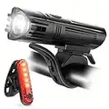 Ascher USB Rechargeable LED Bike Lights Set - Front Light Taillight Combinations LED Bicycle Light Set (2000mAh Lithium Battery, IPX4, 2 USB cables)