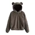 Générique Sweat à Capuche Manche Longue Hoodies,Ado Sweat à Capuche Oreilles d'ours Mignon Double Face Velours,Sweatshirt Tops Hoodies Pull Tunique Blouse