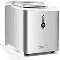 KUMIO Ice Makers Machine Countertop, 12kg/24h, 9 Thick Bullet Ice Ready in 6-9 Mins, Portable Ice Maker with Ice Scoop and Basket, 1.5L Water Tank, Compact Design for Home Kitchen Office Party, Silver