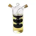 WINAKUI Olive Oil and Vinegar Dispenser Cruet Bottles, 2 in 1 Transparent Glass Oil Bottle, Dual Glass Oil Dispenser Bottles for Kitchen Cooking Container