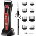 Hair Clippers Men Cordless 8 Limited Comb Charging Base Cape Scissors (Red)