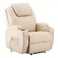 M MCombo Fauteuil Relax électrique Fauteuil de Massage Fauteuil TV Fonction inclinable Vibration Chauffage 7061 Nouveau modèle (Similicuir crème)