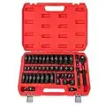 Meiwaltee 3/8"-Drive Impact Socket Set, 45piece SAE sizes 5/16" to 3/4" and Metric sizes 8 mm to 19 mm, Includes 72-Tooth Ratchet,3/8'' impact universal joint,3"and 5"extension bars,Cr-v steel