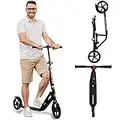 Hudora Folding ,Adjustable Height Scooter for Adults 300 Lbs ,Teens 12 Years and up, Kick Scooter for Outdoor Use (Black)