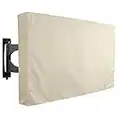 Outdoor TV Cover, Beige Weatherproof Universal Protector for 55'' - 58'' LCD, LED, Plasma Television Sets - Compatible with Standard Mounts and Stands. Built In Remote Controller Storage Pocket