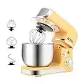 Kitchen in the box Stand Mixer,3.2Qt Small Electric Food Mixer,6 Speeds Portable Lightweight Kitchen Mixer for Daily Use with Egg Whisk,Dough Hook,Flat Beater (Yellow)