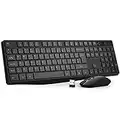 Wireless Keyboard and Mouse Set, Full Size Wireless Keyboard Ergonomic Design & Quiet USB Cordless Mouse Combo UK Layout, 12 Multimedia Shortcuts for Windows Computer PC Laptop Desktop,Black