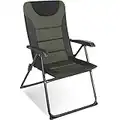 Homecall 30045 Silla de camping plegable de acero bitono/600D poliéster acolchado respaldo ajustable verde/negro, 104,0 cm* 70,0 cm* 60,0 cm