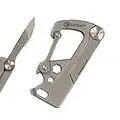 TACRAY Titanium Carabiner Keychain Clip with Foldable Utility Small Knife, Multitool Key Holder with Bottle Opener/Flat and Small Hexagonal Screwdrivers, Quick Released Backpack Clasp/Hook for EDC