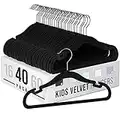 Clothes Baby Hangers for Closets - Unique Notches for Non Slip. Heavy-Duty Velvet Kids & Toddler Hangers for Closet | Ultra Thin Design for Space Saving. Ganchos De Ropa para Bebe (40 Pack Black)