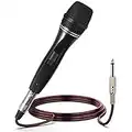 Microfono Karaoke PROZOR Micrófono Dinámico con 5m Cable XLR Micrófono de Metal Micrófono Profesional con Cubierta de Esponja y Anillo Antideslizante para Karaoke/Altavoz/Amplificador/Mezclador