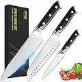 Professional Chef Knife Set Sharp Knife, German High Carbon Stainless Steel Kitchen Knife Set 3 PCS-8"Chefs Knife &7"Santoku Knife&5"Utility Knife, Knives Set for Kitchen with Gift Box