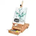 Artina Le Mans Coffret Chevalet en Bois de Hêtre – Chevalet de Table pour Châssis Entoilés Jusqu’à 56 cm Petit Chevalet Inclinable avec Tiroir – Chevalet Peinture avec Angle d’Inclinaison Réglable