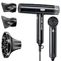 K&K Professional Hair Dryer, 110000 RPM/m Brushless Motor Ionic 1800W Blow Dryer, Low Noise Fast Drying 340g Lightweight Dryer with 3 Speeds 3 Heating for Home, Salon and Travel, Black