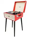 Giradischi Vinile Vintage con Mobili e Gambe Con la funzione di codifica Bluetooth e PC-Link Giradischi in vinile a 3 velocità (33/45/78 RPM) (Rosso)