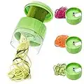 Handheld Spiralizer 3 in 1 Vegetable Slicer, Veggie Spiral Cutter Zucchini Spaghetti Maker Adjustable Spiral Slicer for Low Carb Vegan Meals