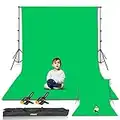 EMART Green Screen Background with Stand, 8.5x10ft(2.6x3m) Photography Backdrop Stand Kit with 10x12ft (3x3.6m) Muslin Chromakey Backdrop for Portrait, Video, Shooting, Photo, Studio