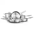 Calphalon Premier Ollas y sartenes de Acero Inoxidable, Juego de Utensilios de Cocina de 11 Piezas, Plata