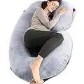 Chilling Home Pregnancy Pillow for Sleeping, 59 inches Full Body Pillow Maternity Pillow for Pregnant Women, Comfort C Shaped Zootzi Pillow with Removable Washable Velvet Cover(Grey, 59 x 28inches)