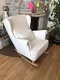 MartHome Fauteuil à Bascule Salon - Fauteuil Relaxant - Chaise d'allaitement, Chaise à Bascule - Fauteuil Confortable pour Les Femmes Enceintes, Fauteuil Scandinave en Velours (Beige)