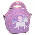 VASCHY Borsa per il pranzo per bambini, in neoprene, isolata, per ragazze, per scuola, asilo, pranzo, unicorno