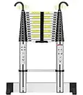 4.1M/13.5FT Telescoping Ladder, Aluminum Lightweight Telescopic Ladders with Stabilizer and Detachable Hooks, Portable Extension Loft Ladder for RV or Outdoor Work, 330lb Capacity