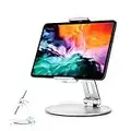 Stouchi Tablet Stand, 360°Tablet Swivel Base Holder Galaxy Tab S8, Adjustable Desk Mount for iPad Mini 2021,Galaxy S22, POS Kiosk, Surface Pro 4, iPad Pro/Air fits 4-14” Tablet & Phone Silver