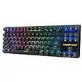 KITCOM TKL RGB Gaming Mechanical Keyboard NK60T Cherry MX Blue Switches Equivalent Compact 87 Keys Tenkeyless LED Backlit Detachable USB Type-C Cable Computer Wired Keyboard (Blue Keyboard)