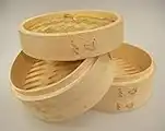 Bambusdämpfer 3-teiliges Set Ø 15cm STABILE AUSFÜHRUNG Bamboo Steamer