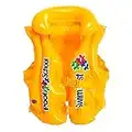 fun Inflatable Swim Vest Floaties Swim Aid Swim Lesson Swim Float Toddler Swim Home Pool with Adjustable Straps for Girls and Boys Ages 2 3 4 5 6, Yellow