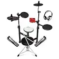 Carlsbro Club 100 Electric Drum Kit 5-Piece Electronic Digital Set with Stool, Headphones and Sticks Foldable Jazz Club Big Band Silent Quiet Practice