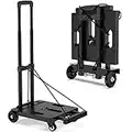 SOYO Folding Hand Truck, 265 LB Capacity Dolly Cart for Moving, Heavy Duty Fold Up Shifter Trolley Collapsible Portable Luggage Cart with 4 Wheels for Travel Shopping Office Use, Black