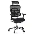 hjh OFFICE 652630 Silla de Oficina ERGOHUMAN Tela/Malla Negro, Silla Escritorio Acolchado, Silla giratoria ergonómica, Reposabrazos Regulables