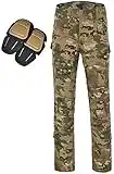 Uugood Pantalones Militares Hombre Pantalones tácticos multicámara Multi-Bolsillos Camuflaje Combat BDU Pantalones de Paintball Airsoft Caza Disparo Camo con Rodilleras (CP, L)